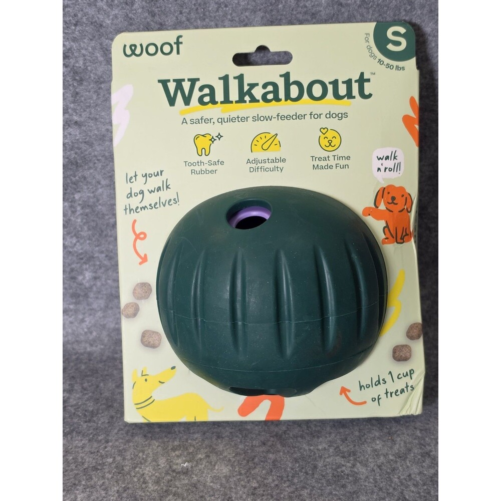 Woof Walkabout Slow Feeder Dog Treat Puzzle Toy Adjustable Small Dogs 10-50 lbs